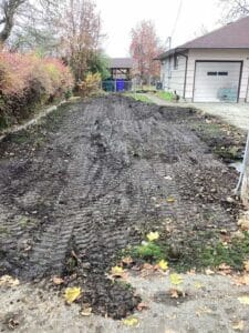 After sewer line replacement work is completed, including repaired trench