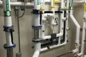 A portion of a plumbing system inside a home