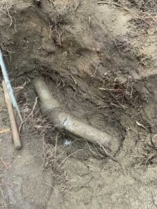 Exposed damaged drain pipe uncovered during Spokane drain lining project