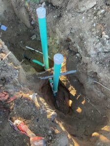 New sewer cleanouts and piping installed during drain repair in Grand Coulee