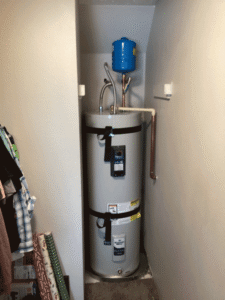 New 50 gallon electric water heater installed in Spokane Valley WA apartment
